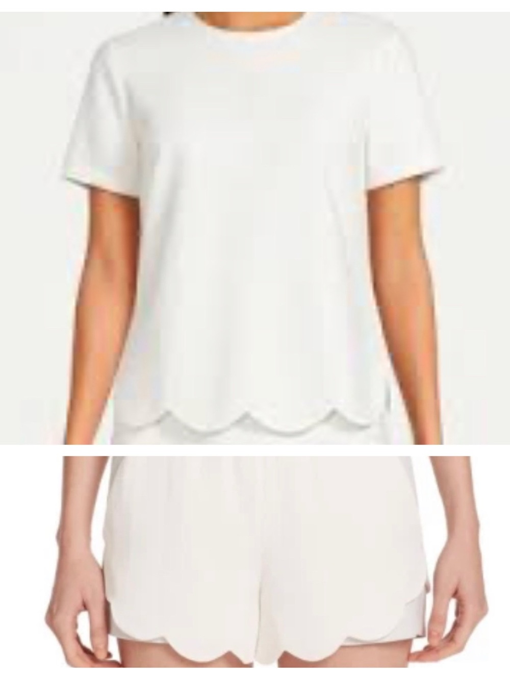 ALC White Scalloped Hem Short Sleeve Top & Shorts Set size 6
